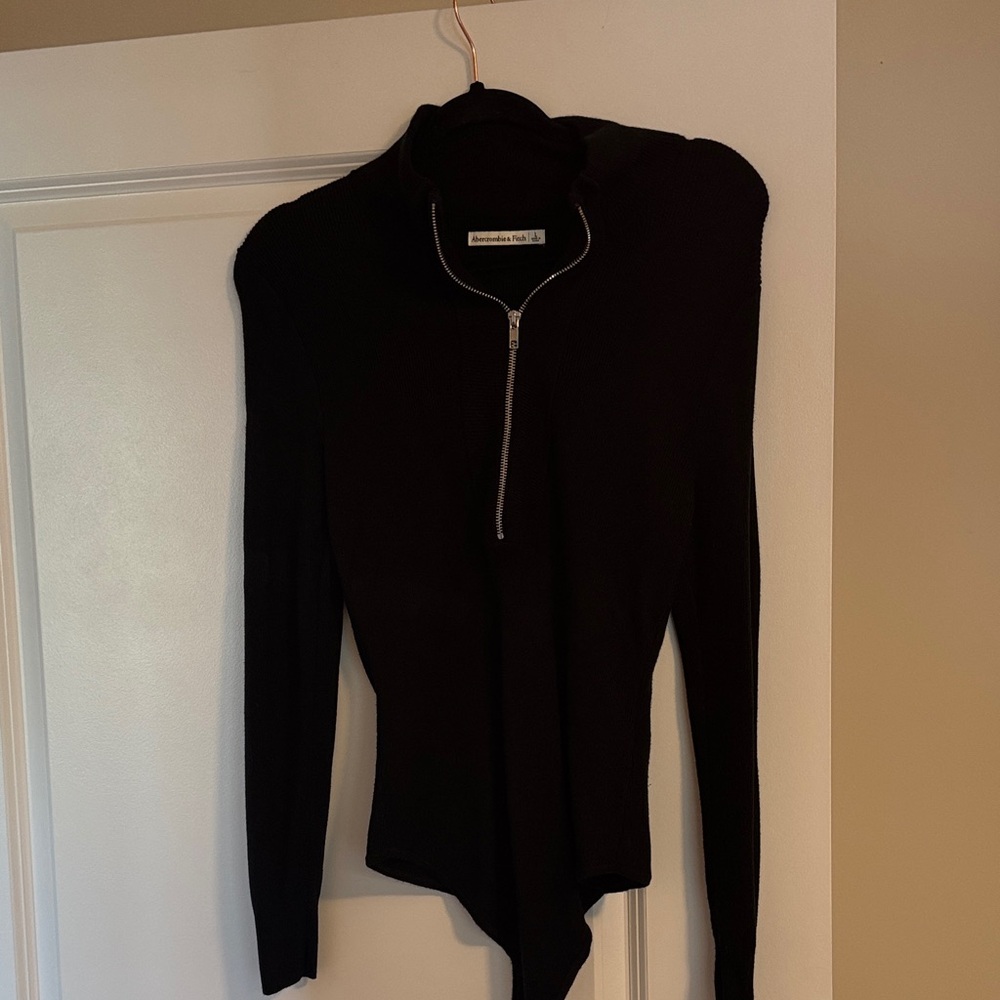 Abercrombie & Fitch Black Zipper Bodysuit